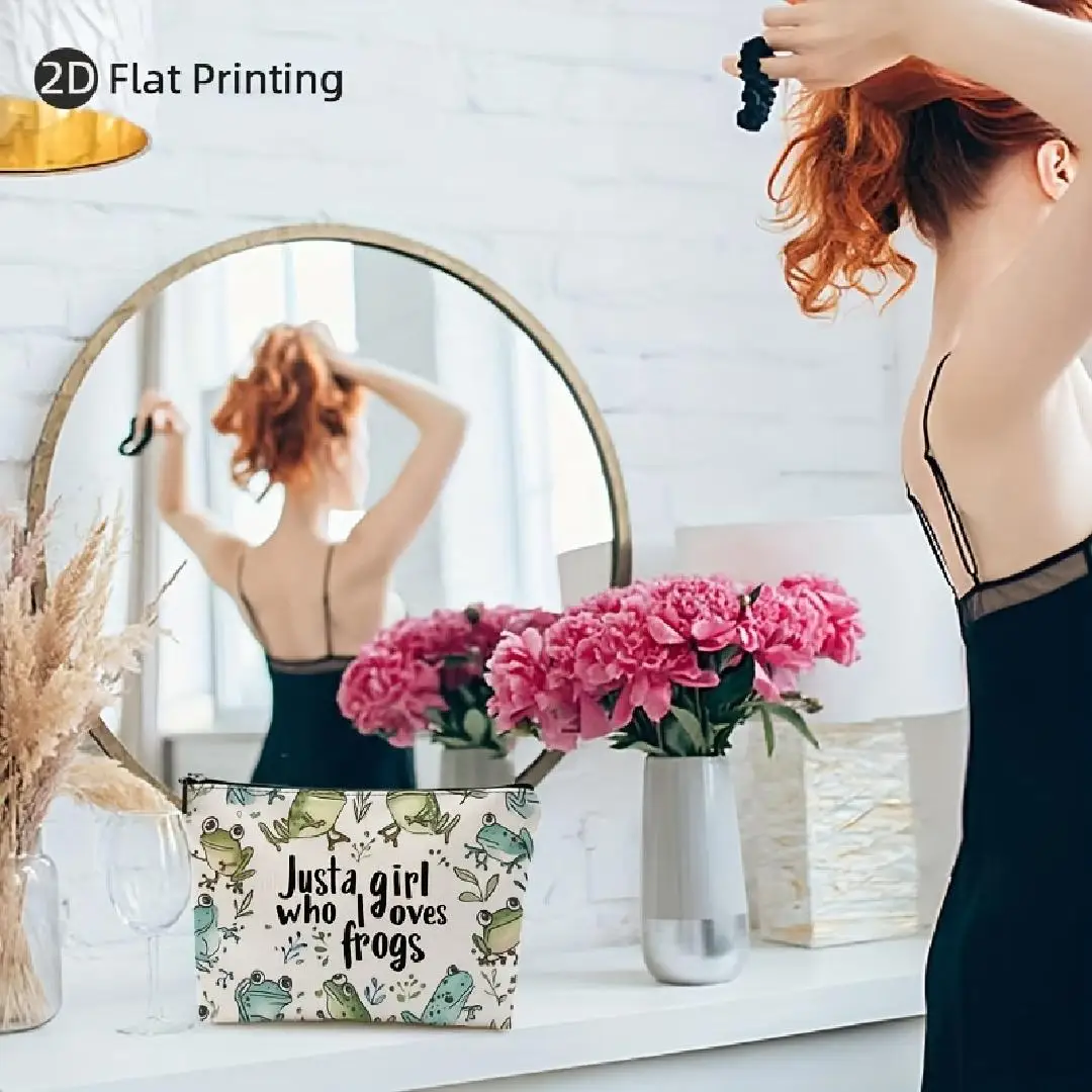 カエル王子の化粧バッグ - 多機能ジッパーポーチ、ジュエリー収納バッグ、旅行に最適なジッパー付き小型収納バッグ。