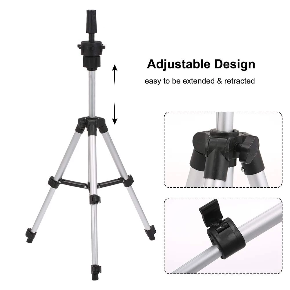 Bald Mannequin Head With Stand Tripod Silver For Mannequin Wigs 70Cm Adjustable Tripod Wig Stand With Mannequin Wig Making Kits image 4