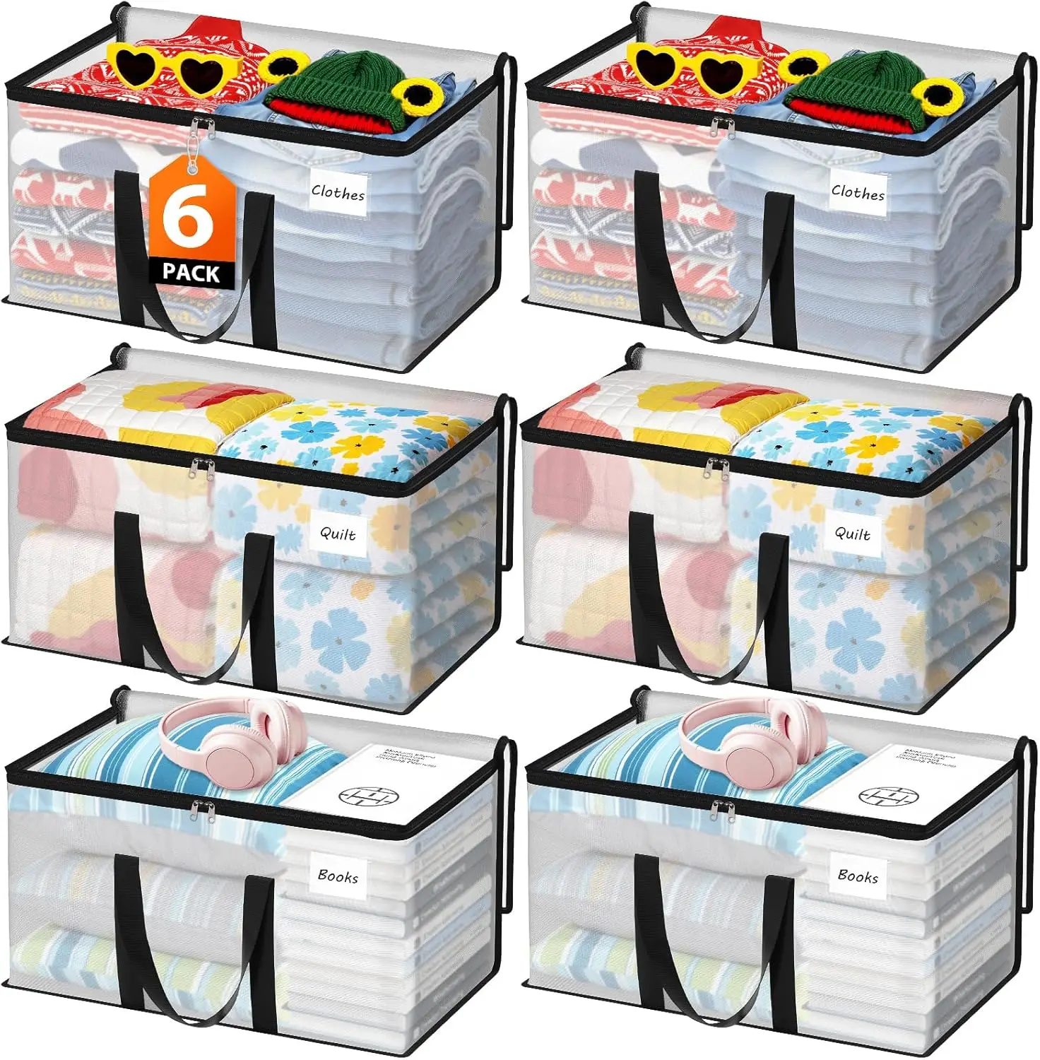 

Extra Heavy Duty Oversized Storage Bags with Reinforced Handle and Double Zippers for Moving and Packing