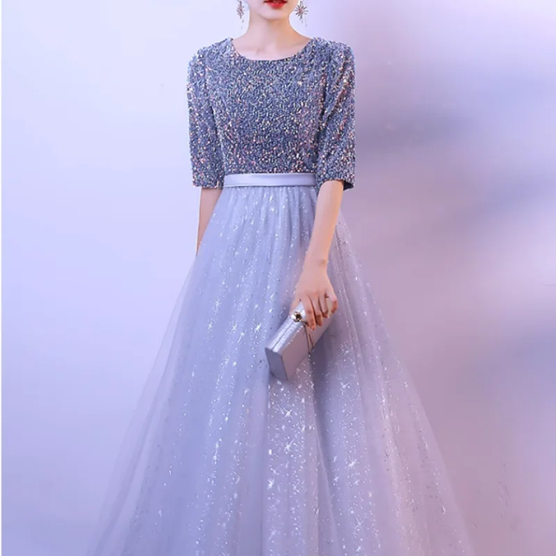 DMZ-75#Evening Bridesmaid Dresses Long Chorus Costume Host Adult Christmas Dress Sequin Wholesale Royal Blue Red Wine Red Gary