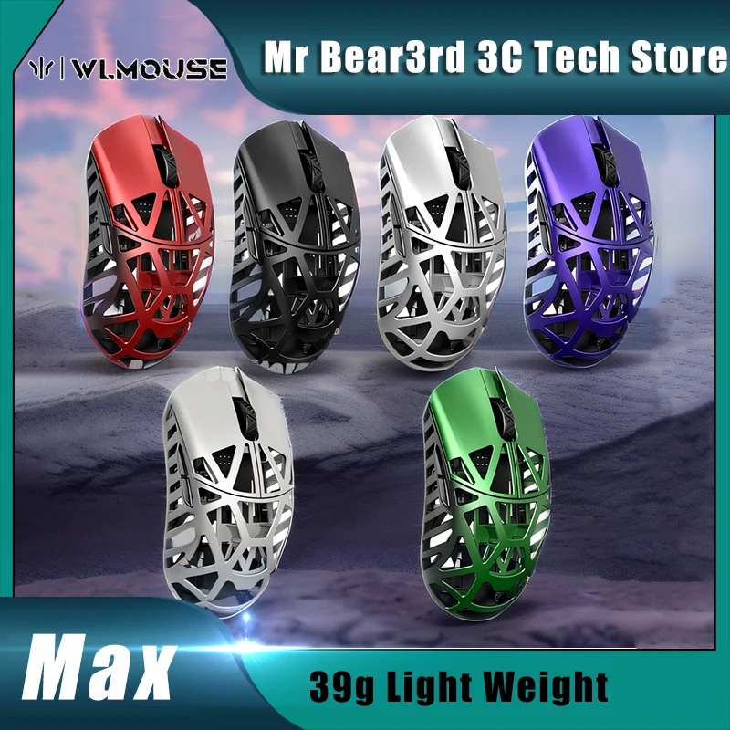 Wanling WLmouse Beast X Max Mouse 8K Dual Mode PAW3395 Magnesium Alloy Gaming Mouse Lightweight Hollow Out Pc Gamer Accessories