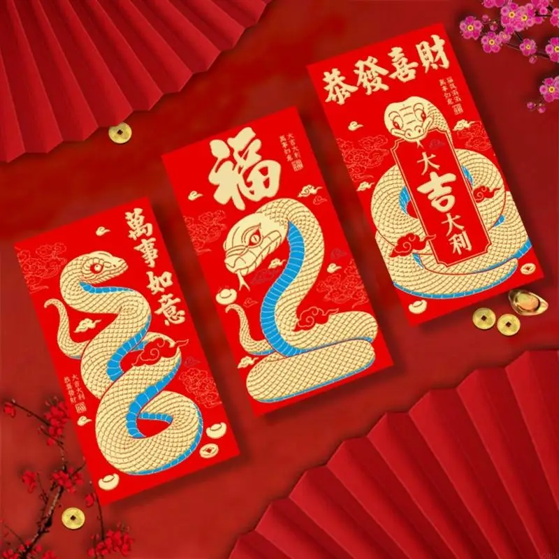 G99A Pacote 6 Envelopes Vermelhidão do Festival da do Ano Chinês Saco Pacote Dinheiro