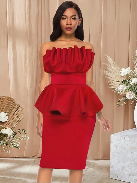 Shops red peplum hem dress