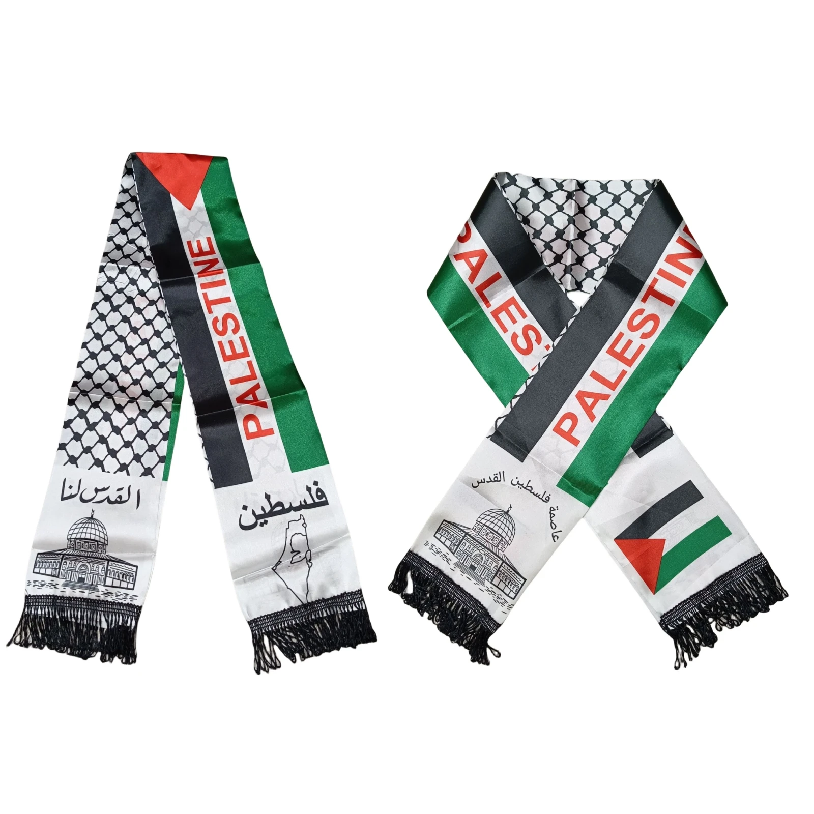 Flag bendera Palestina syal Kustom Hari Nasional Palestina 14*130cm syal cetak Satin bendera Palestina syal