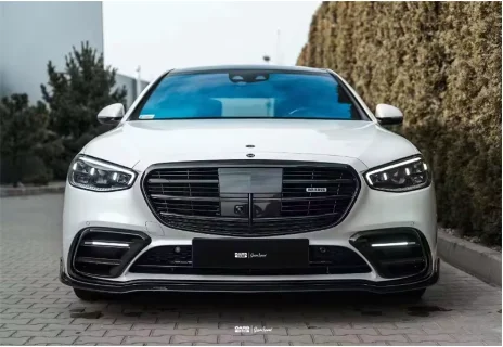 

For Mercedes-Benz W223 S450 S500 2021-UP BRABUS Style Carbon Fiber&Bright Black Front Lip Rear Diffuser Bumper Spoiler Body Kit