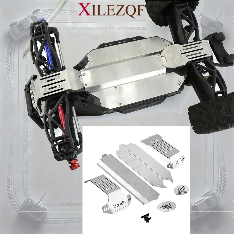 5Pcs Stainless Steel Skid Plate Heavy Duty Chassis Armor Front Rear Protection For Traxxas 1/10 MAXX V2.0 WIDEMAXX RC Upgrade