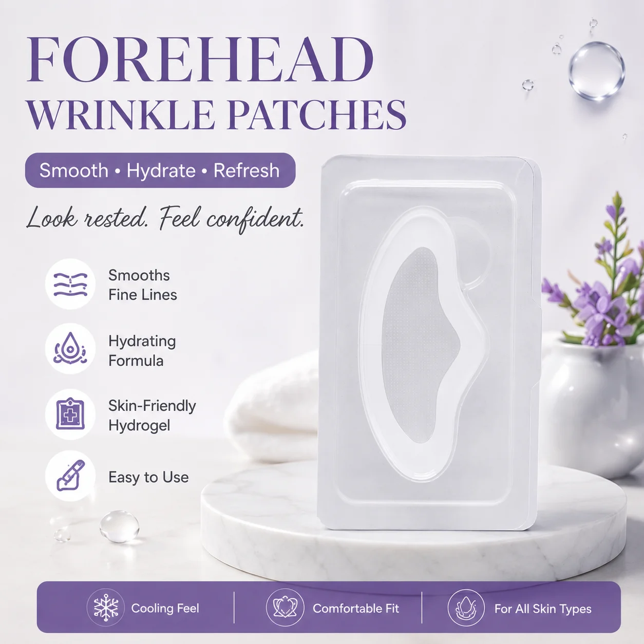 3/2/1Pcs Microcrystalline Forehead Patch Hyaluronic Acid Hydrating Soluble Microcrystalline Fading Wrinkle Patch