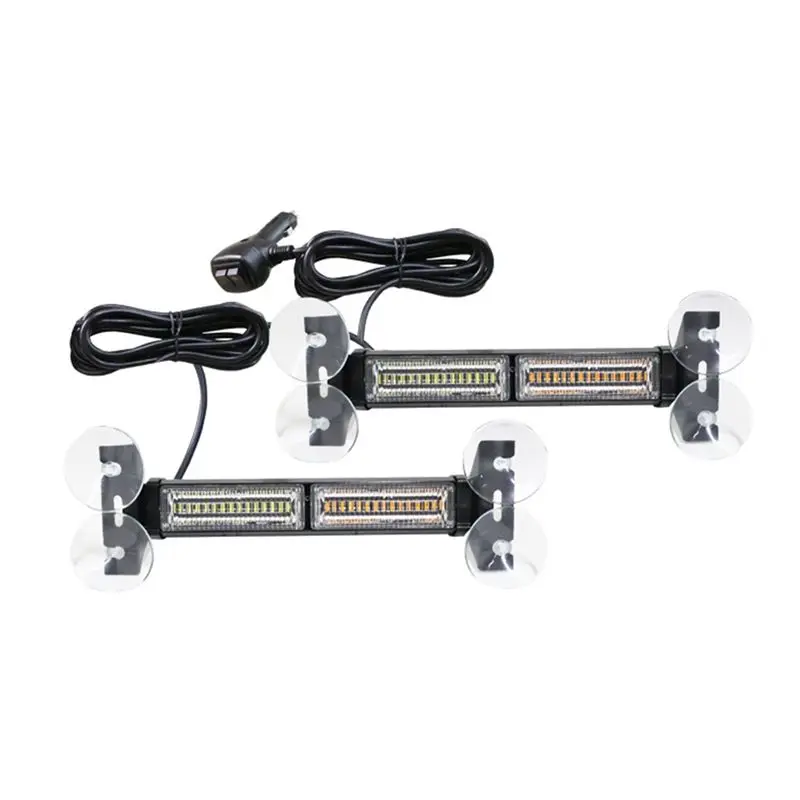 

Prominent 2 Piece Emergency Strobe Traffic Advisory Light Bar, Black Plastic+Metal Construction Vehicle Windshield Visor Light
