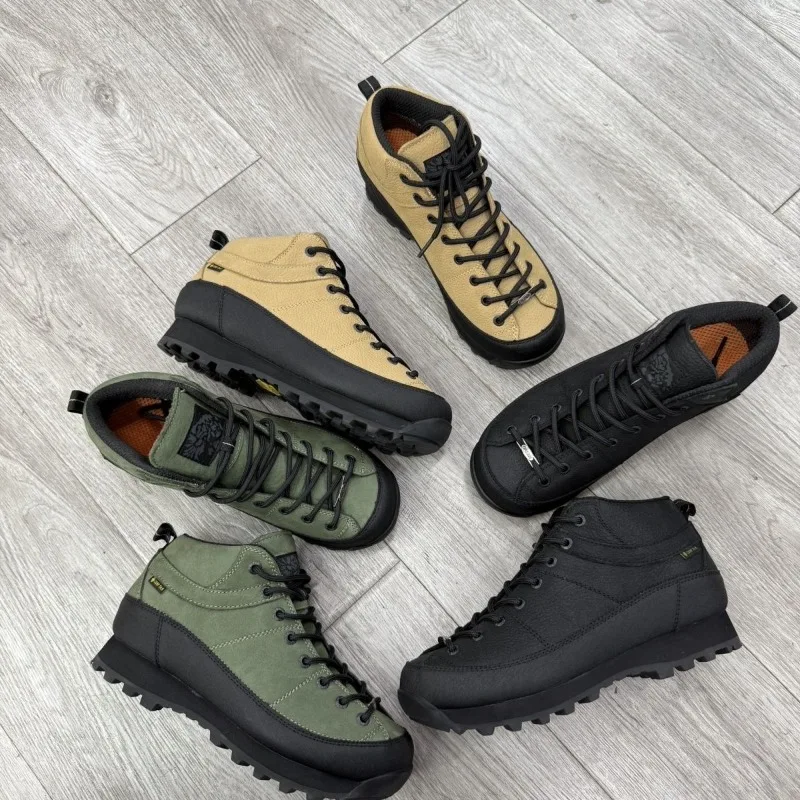 Outdoor Non-slip Wear-resistant Walking Shoes Men\'s Leather Mid-top Sports Shoes Lightweight Comfortable Mountaineering Shoes