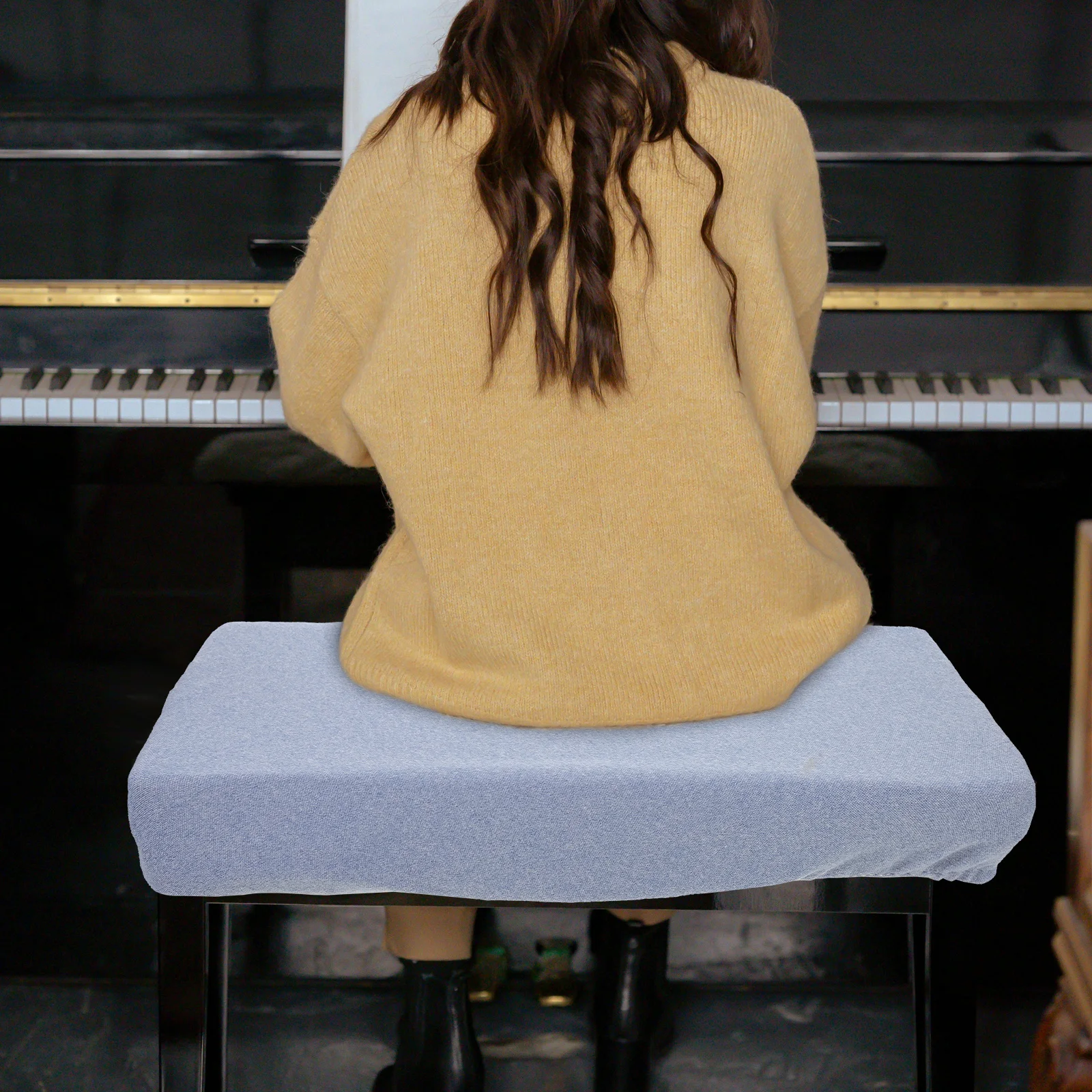 

Thickened Stretch Bench Cover Elastic Durable Bench Protector Scratch Resistant for Dining Room Piano Stool Seat