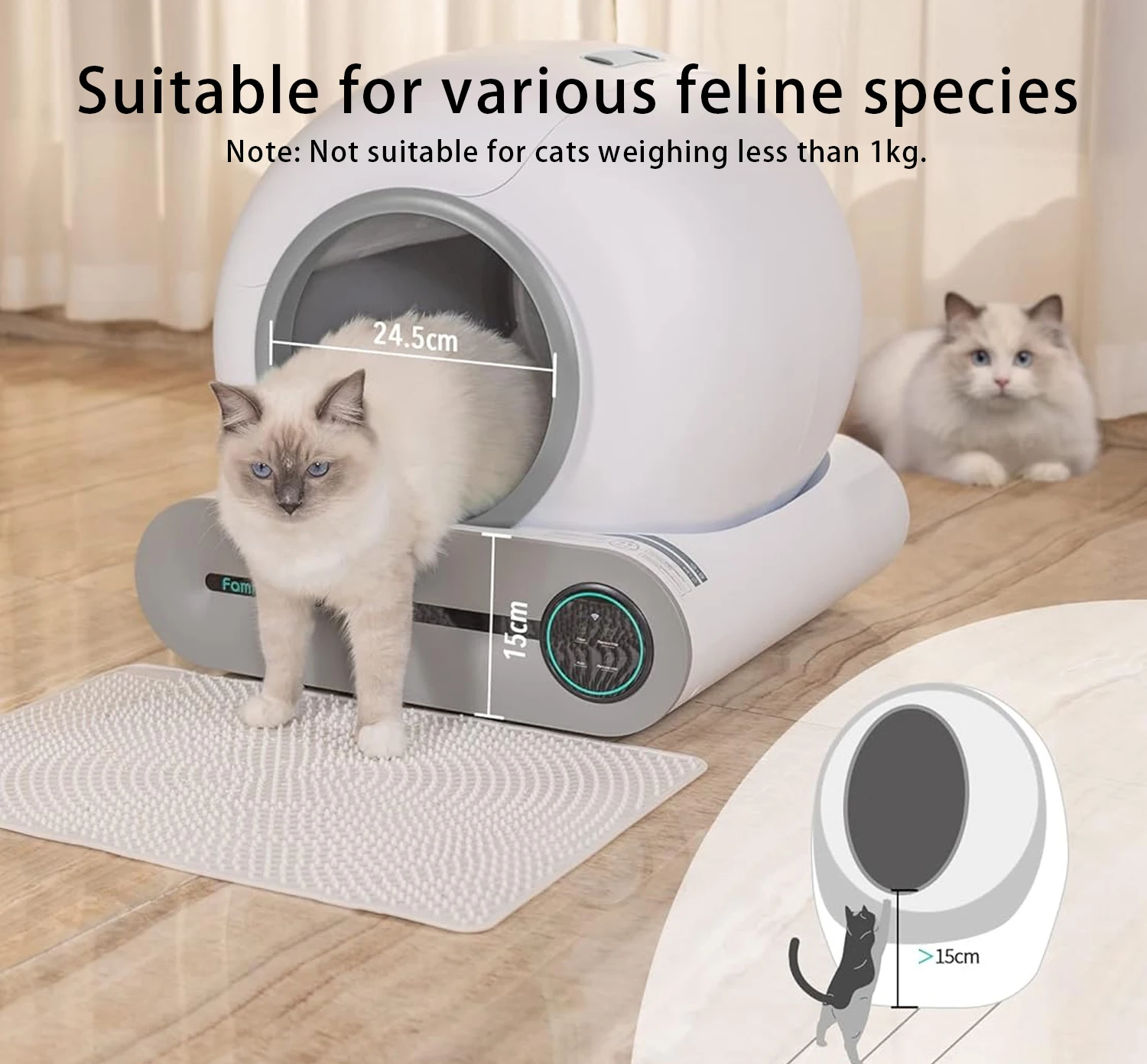 Smart Automatic Cat Litter Box, Self-Cleaning, Odor Control, App-Controlled, for Multi-Cat Homes