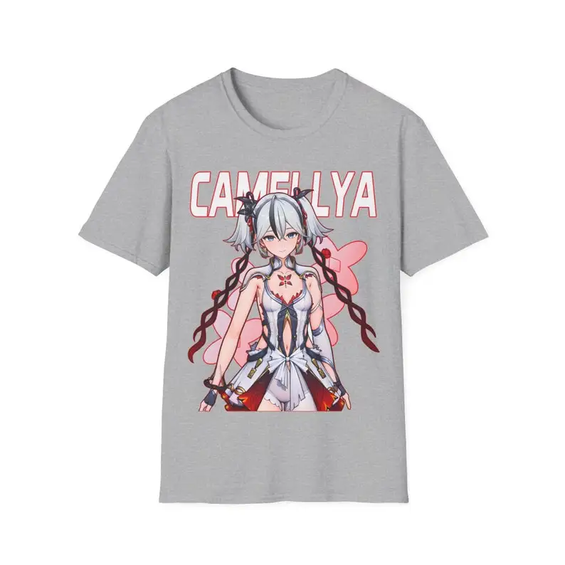 Camellya Softstyle Wuthering Wavesเสื้อยืด,Graphic Tee,Wutheringเสื้อ,Waves Tee,สาวอะนิเมะTee,Yinlinเสื้อ