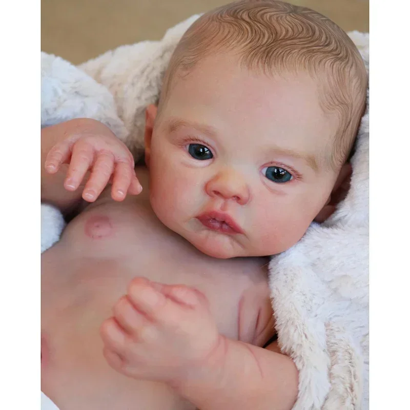 18inch Meadow Full Body Silicone Vinyl Reborn Baby Doll Soft Body 100% Handmade 3D Skin with Visbile Veins Collectible Art Doll