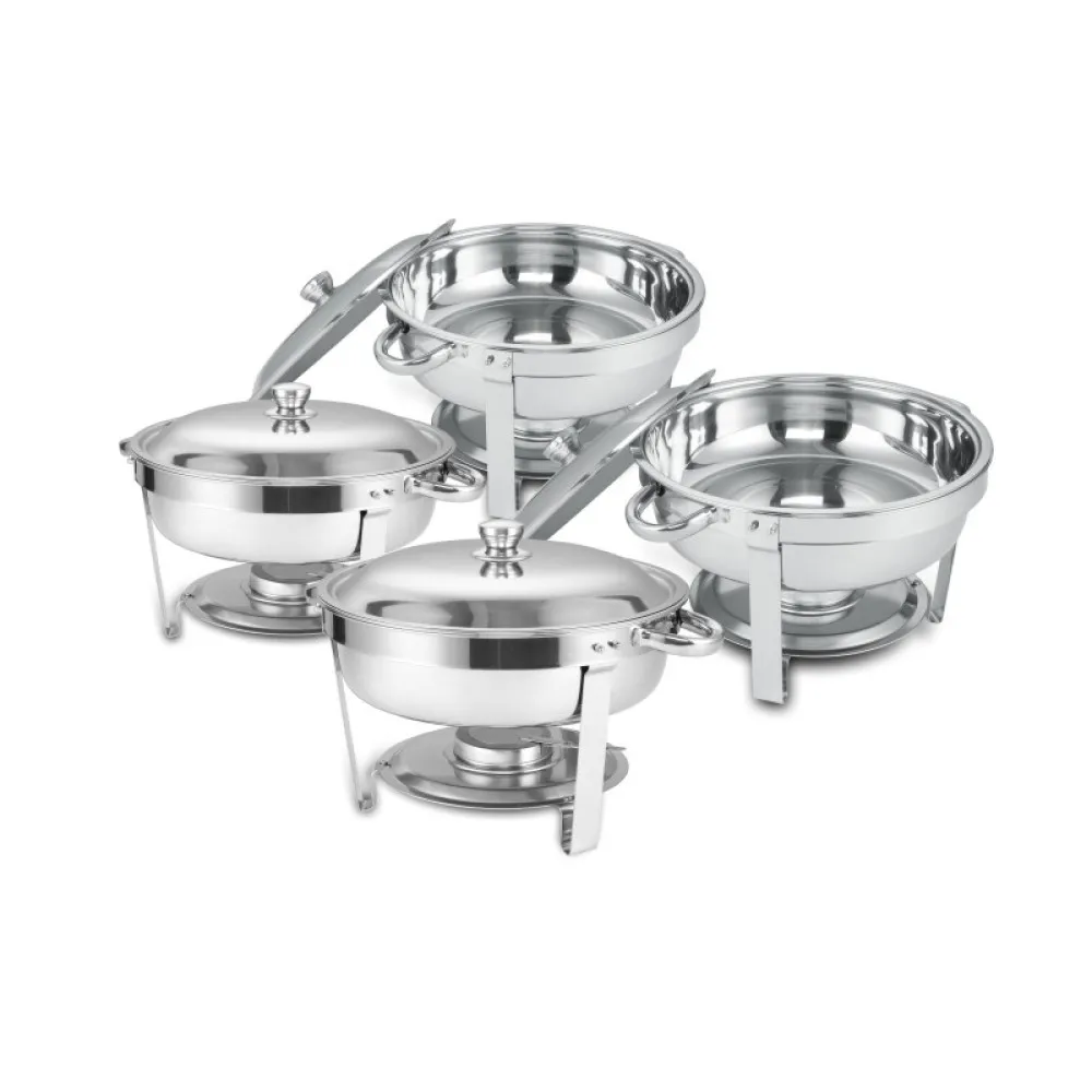 4 Pack Round Buffet Serving Dishes, Reusable Catering Trays for Food Storage, Ideal for Home Party Outdoor Picnic Banquet Daily Use