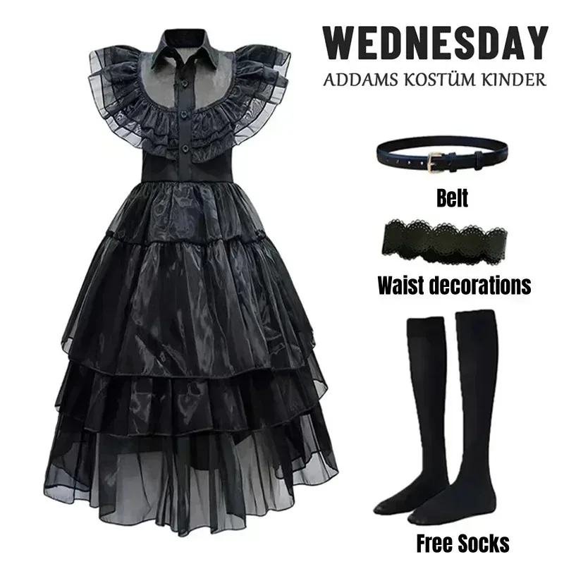 Peluca Miércoles De Trenzas Negras Para Mujer Y Niña – Set Con W-Collar Y 3 Pegatinas, Ideal Para Halloween, Cosplay Y Carnaval