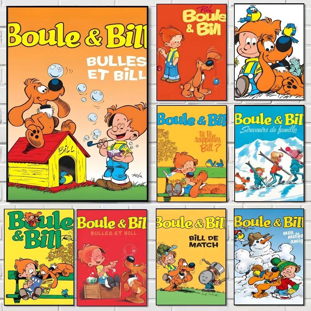 Cartoon B-Boule et Bill Poster Pegatina artistica HD autoadhesiva impermeable para salon dormitorio