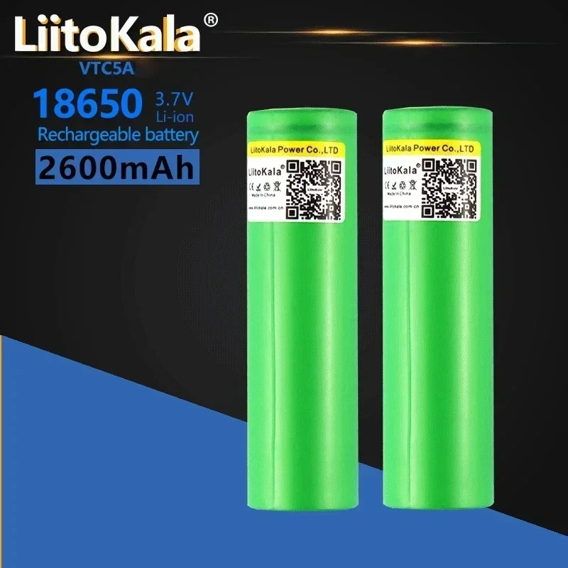 

Liitokala VTC5A-N Max 40A Pulse 60A Original 3.6V battery 18650 rechargeable VTC5A 2600mAh High Drain 40A Battery