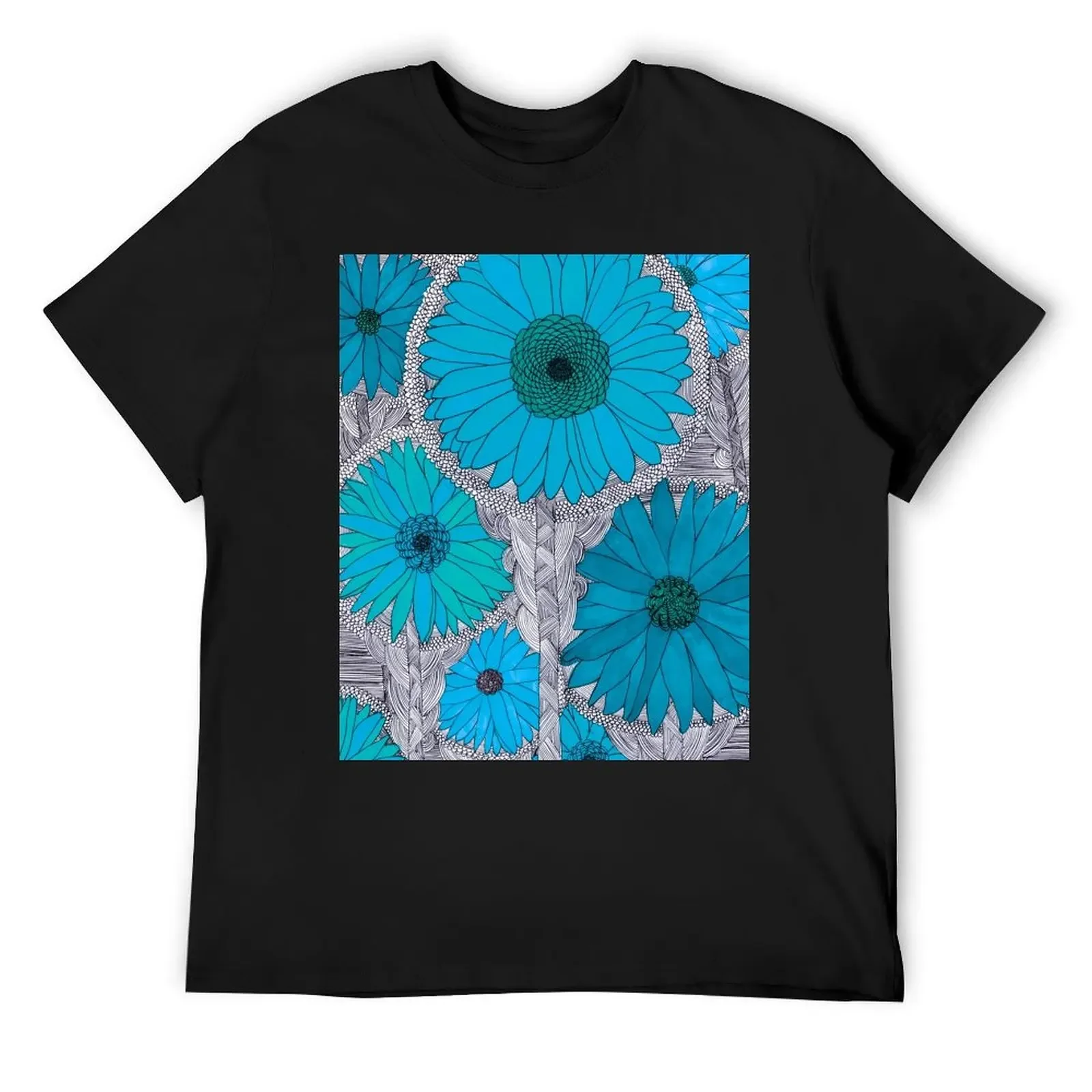 Gerbera Daisy-Teal T-Shirt basketball graphic tees anime mens funny t shirts