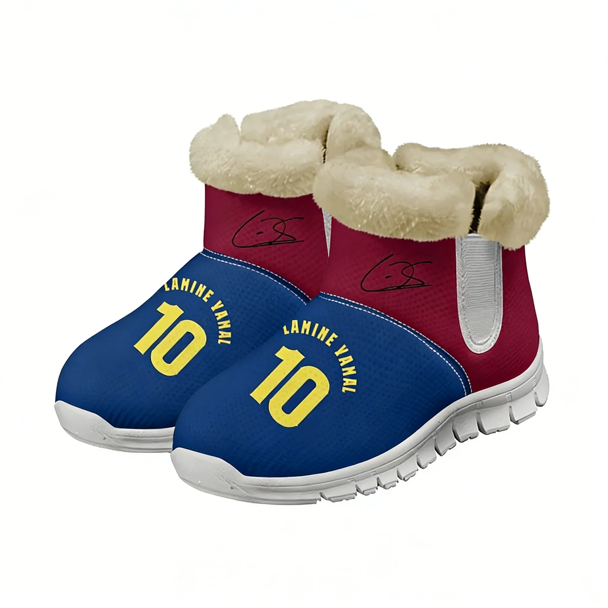 

Плюшевые кроссовки Yamal No.10 для мужчин, женщин и подростков, теплые, в стиле испанской футбольной звезды, повседневные, на заказ, белые