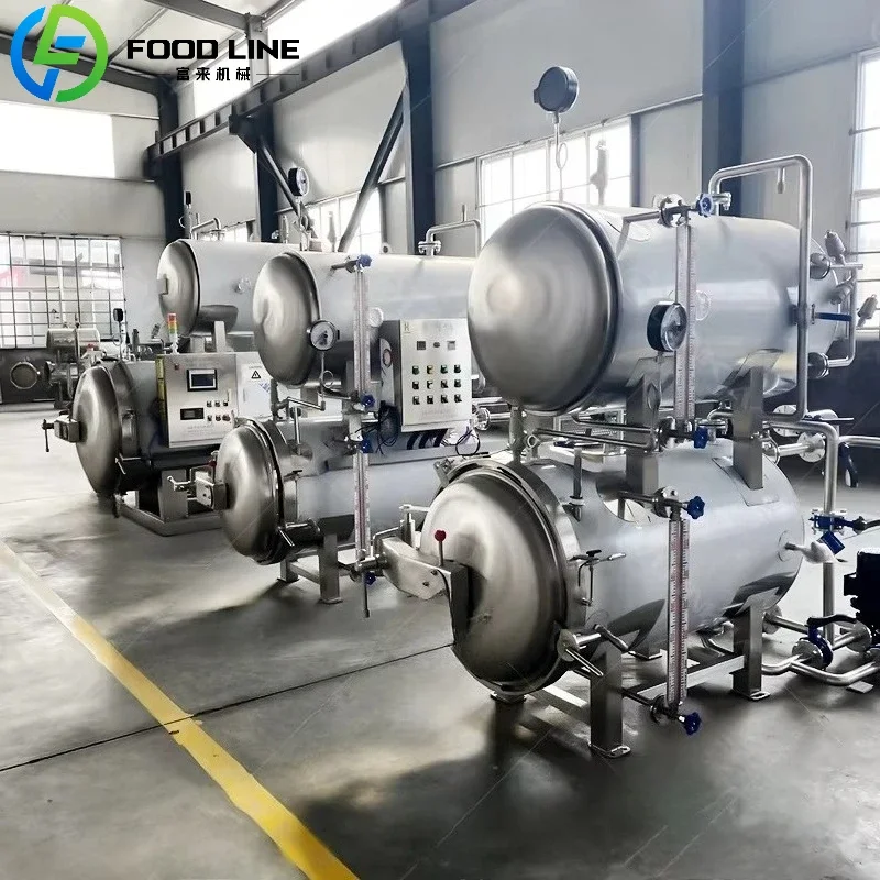 Food Sterilizer Autoclave Retort Machine High Pressure Steam Water Immersion for Canned Pouch Beverage Glass Bottle OME