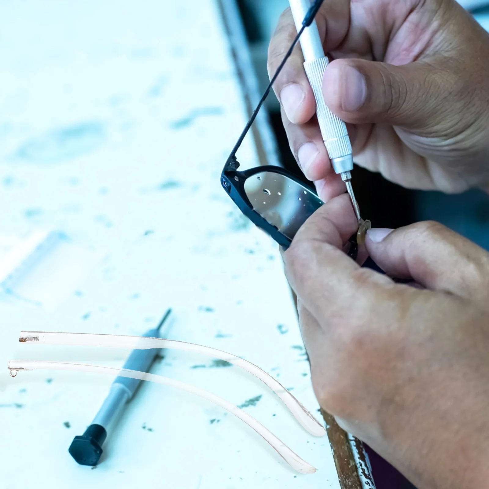 ขาแว่นอะคริลิคใสแบบสากล 1 คู่ สำหรับซ่อมแว่นตา น้ำหนักเบา แข็งแรง ทนทาน