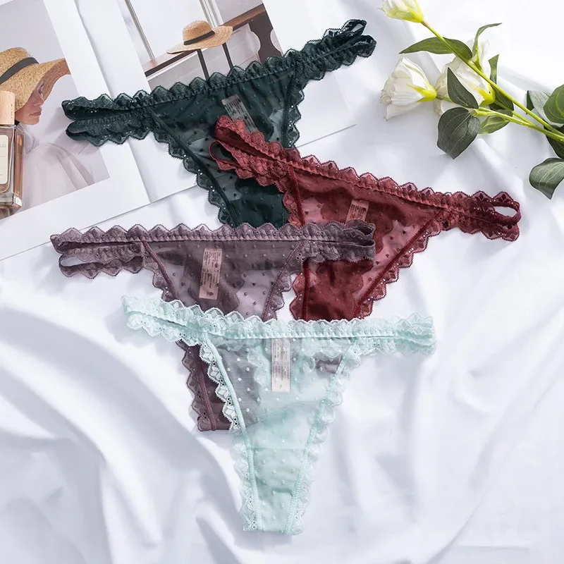 Lace G String Thongs Panties Women Sexy Thong Underwear Low Waist Solid Color Underwear Seamless Femlae Underpants Sexy Lingerie