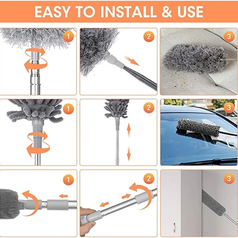 1.35M/2.5M Extendable Duster Long Handle Dust Remover For Furniture Bed Sofa Window Glass Cleaner Household Cleaning Tools - view 6