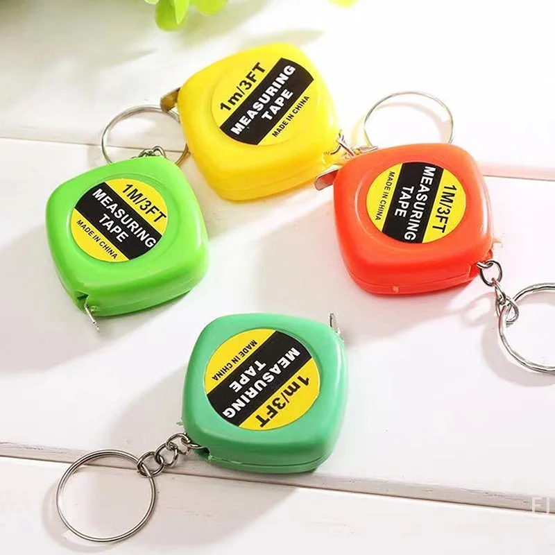 [YU]1meter Length Automatic Telescopic Ruler Portable Mini Metal Tape Measure With Keychain Square Multicolor Height Ruler