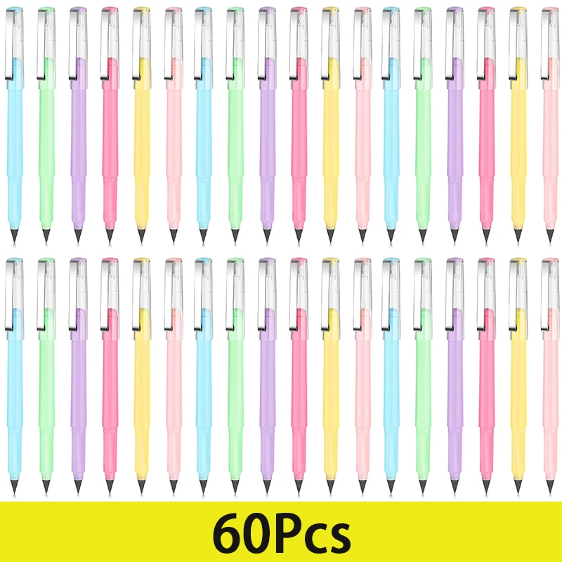 

60Pcs Inkless Everlasting Pencil Forever Pencil Reusable Cute Infinite Pencils for Writing Drawing Office School Supplies