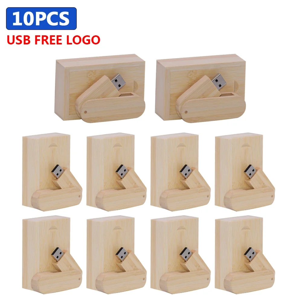 

10pcs/lot USB Flash Drive 32GB Pen Drive 8GB Wooden Box Memory Stick Wholesale Photography Wedding Gift Free Custom Logo 64GB