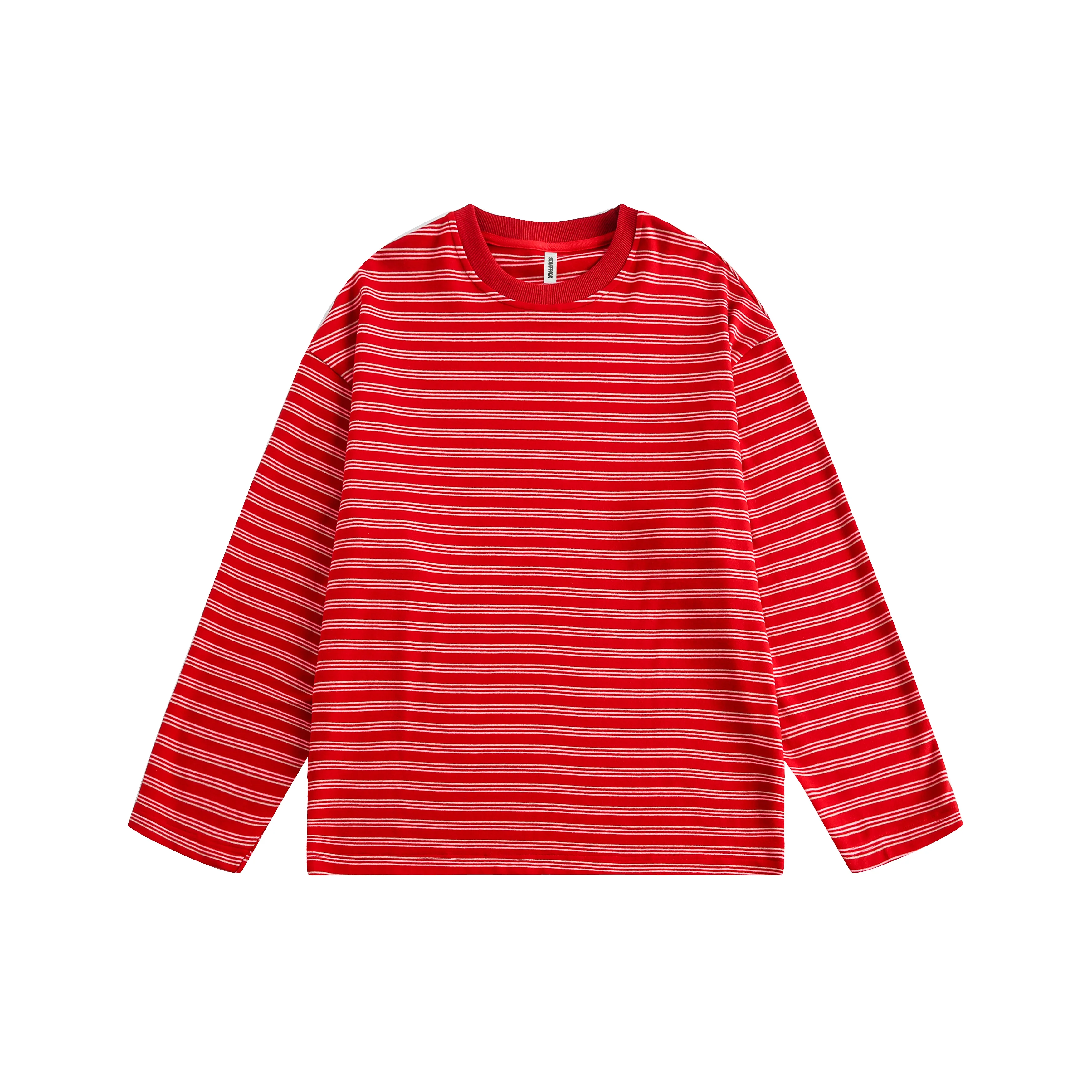 Retro American Striped Long Sleeve T-Shirt Women's Loose Casual Color Block Trendy Top Street Style Polyester Fiber Autumn Ne...