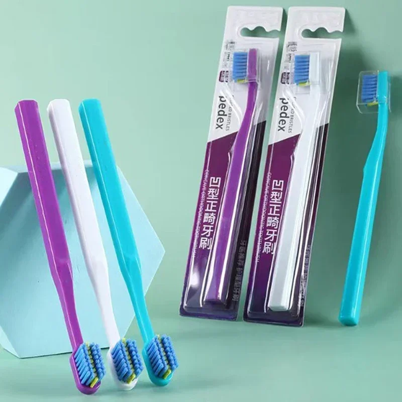 Brosses à dents orthodontiques pour adultes, propre en profondeur, brosses à dents souples dentaires avec couvercle anti-poussière, 1 pièce