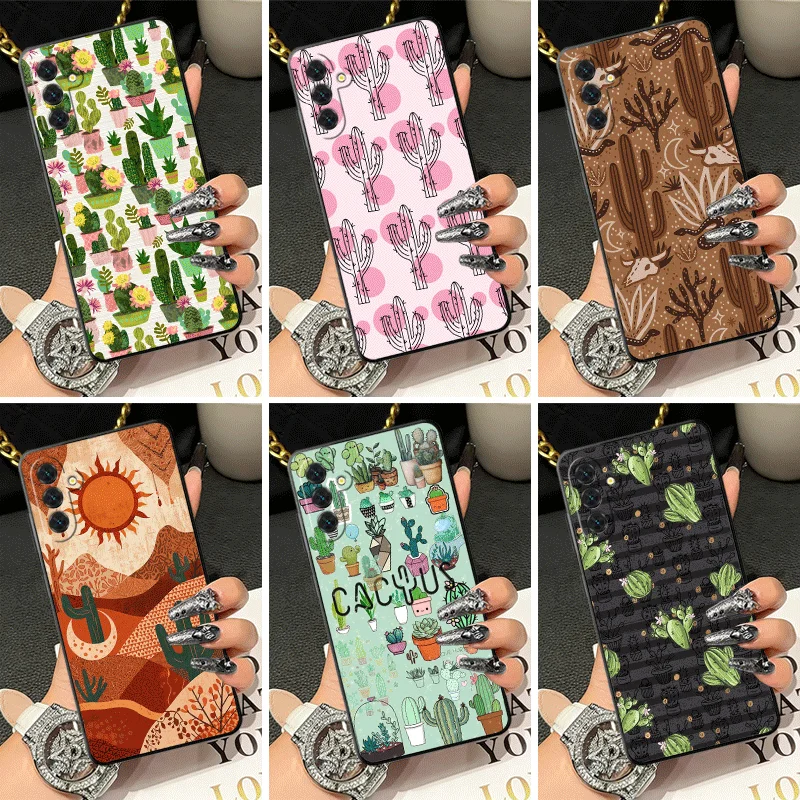 Soft Silicone Phone Case for Samsung A17 A16 A15 A14 A13 Cactus Pattern Shell A57 A56 A55 A54 A53 A37 A36 A27 A26 A35 A25 A34 A2