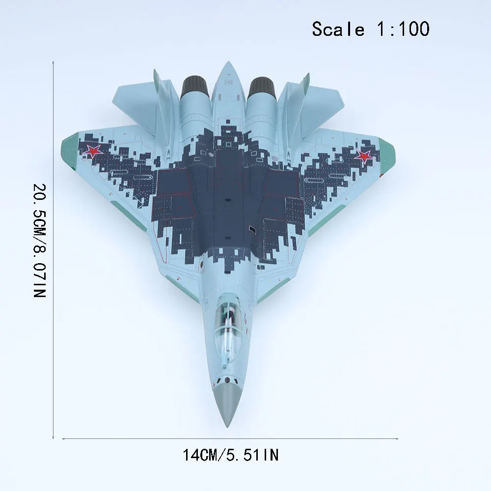 1/100 مقياس SU-57 نموذج معدني لطائرة مصبوبة للهدايا #3