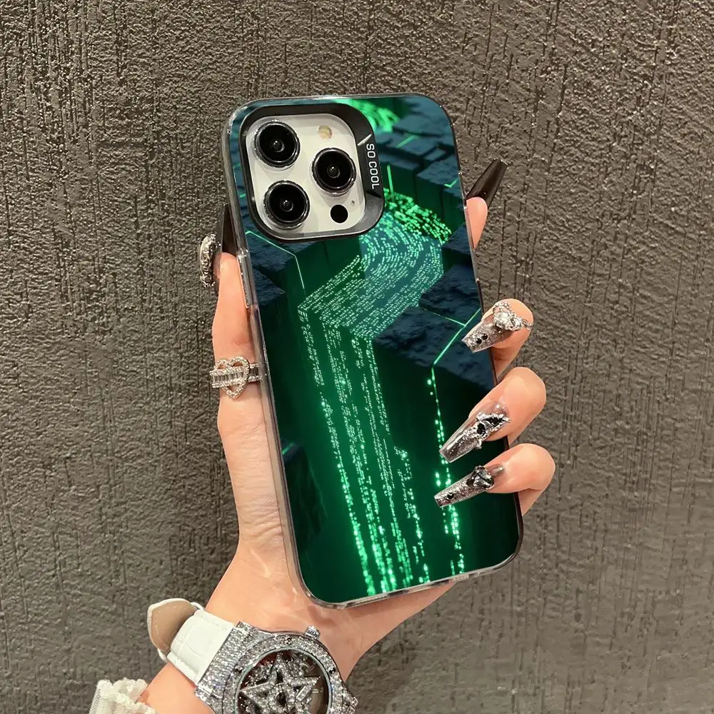 

Green Code River case for iPhone 16 15 14 13 12 11 Pro/ Max/Plus shock-proof rear cover anti-fingerprint