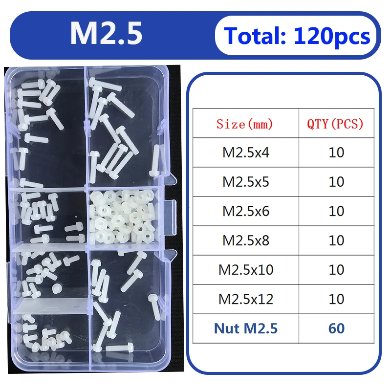 Weiße Nylon Sechs kant schraube Mutter Unter leg scheibe Set m2 m3 m4 m5 m6 Rundkopf Kreuz schraube Kunststoff isoliert Phillips flache Senk kopfs ch raube – Detail 7