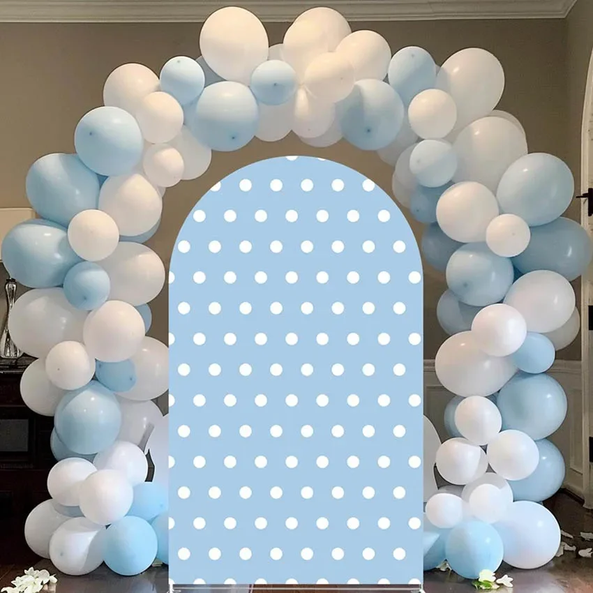 Mehofond Custom 2-Sided Elephant Blue Polka Dots Boy Birthday Party Baby Shower Cover Chiara Arch Background Decor Backdrop Phot