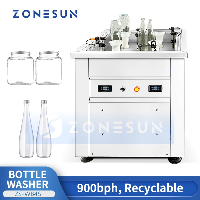 

ZONESUN ZS-WB4S Полуавтоматическая мойка для бутылок для эффективной очистки