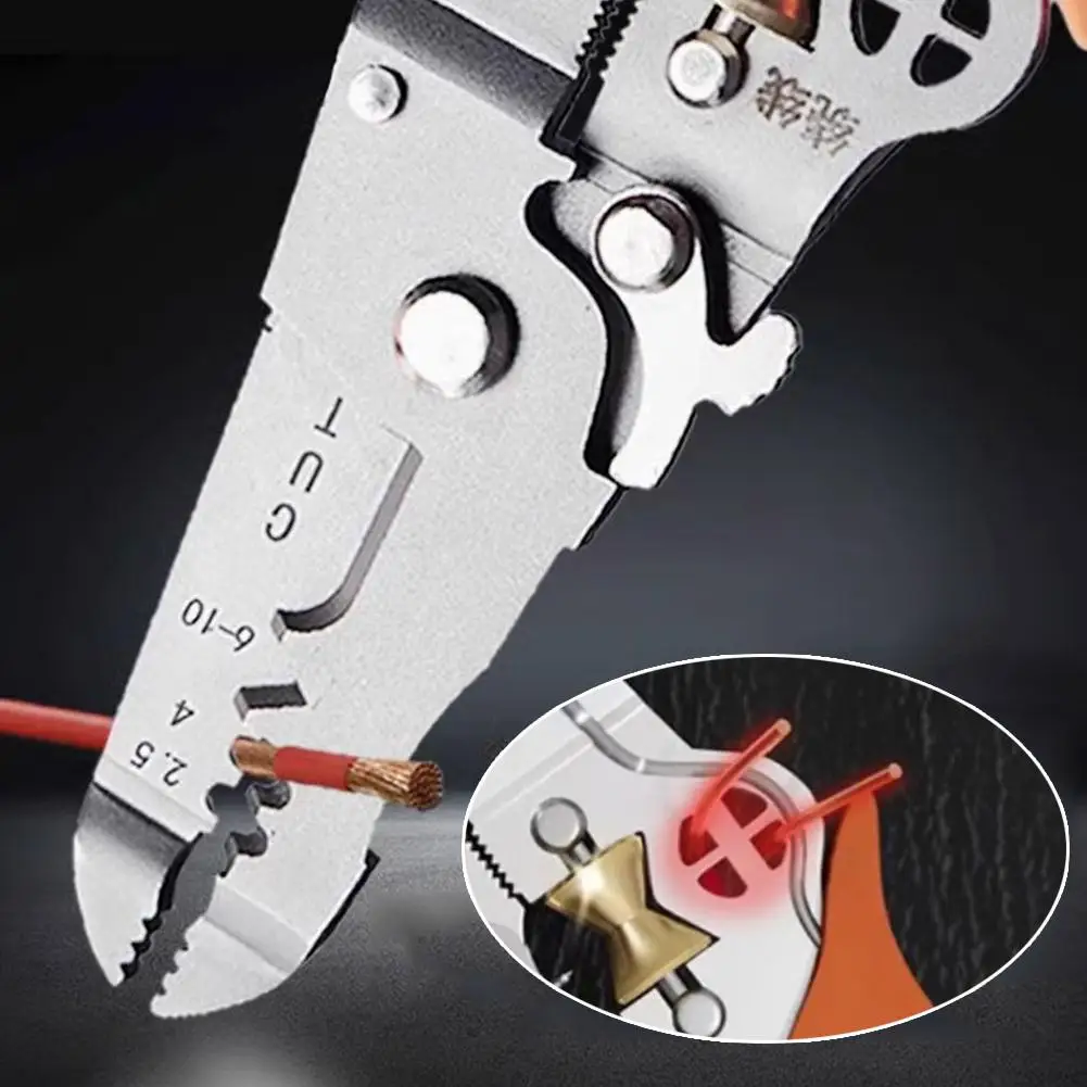 10 In 1 Wire Pliers Multifunctional Electrician Peeling Wire Network Stripper Household Tools Cable Puller Stripper E4p5