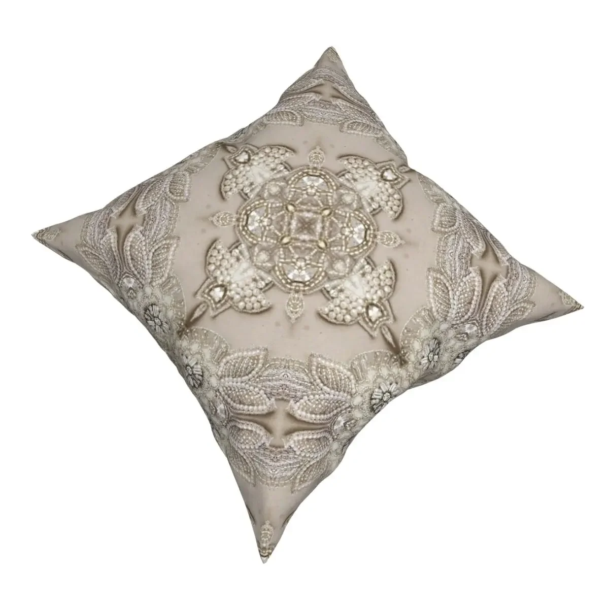 

Glamorous Beige Lace Pillowcase Pattern Zipper Decorative Throw Pillow Case for Sofa Cushion Cover 18