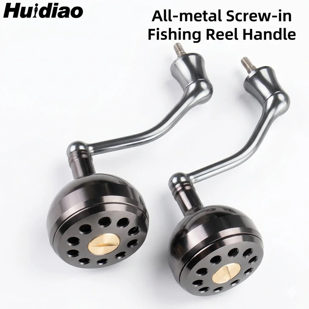 Huidiao CNC - Manivela de Carrete de Pesca Totalmente Metálica con Brazo Oscilante Atornillable, Perilla de Bola de Aleación de Aluminio, Resistente al Agua Salada para Carretes de Spinning