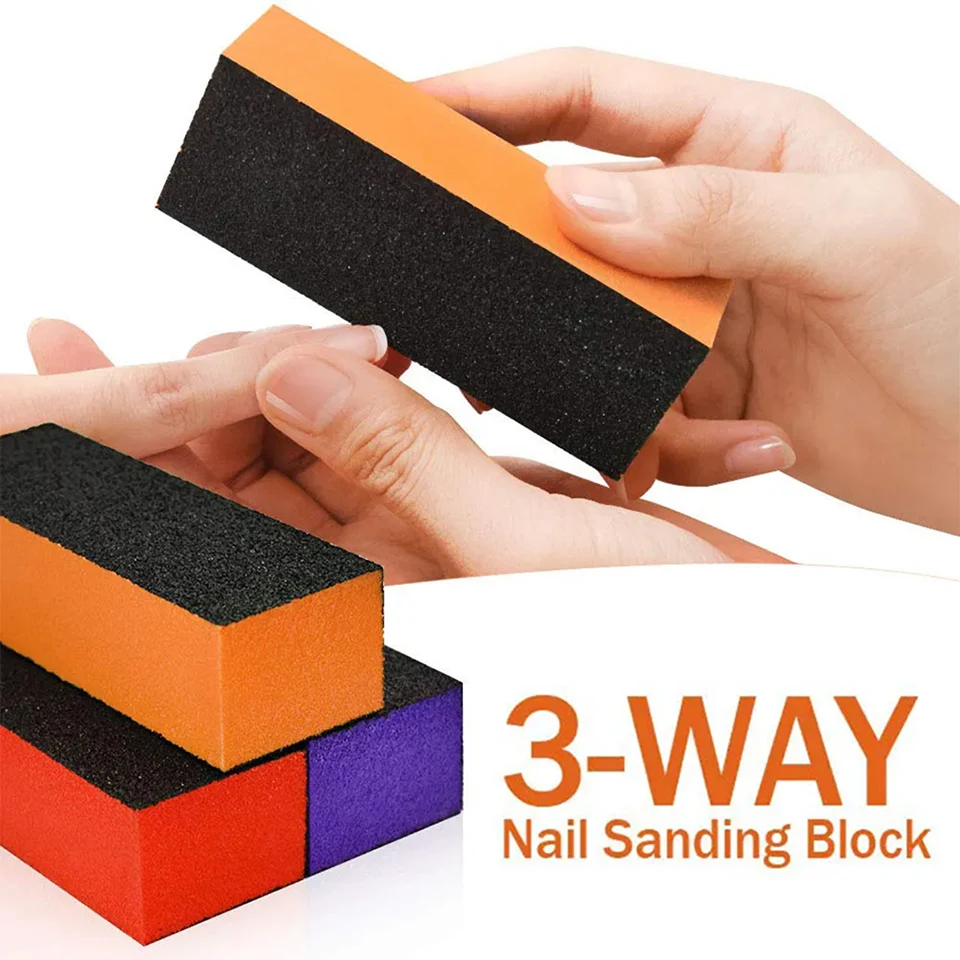 10Pcs Orange Nail Buffer Sanding Block Polisher Buffing File for Acrylic Nail Art Kit Manicure Tools