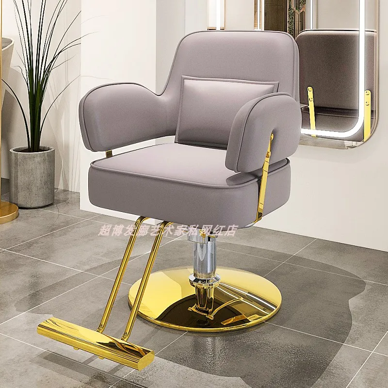 Pedicure Golden Hairdressing Chair Stylist Ergonomic Lounge Luxury Barber Chair Rotating Sillas Barberia Barber Equipment MQ50BC