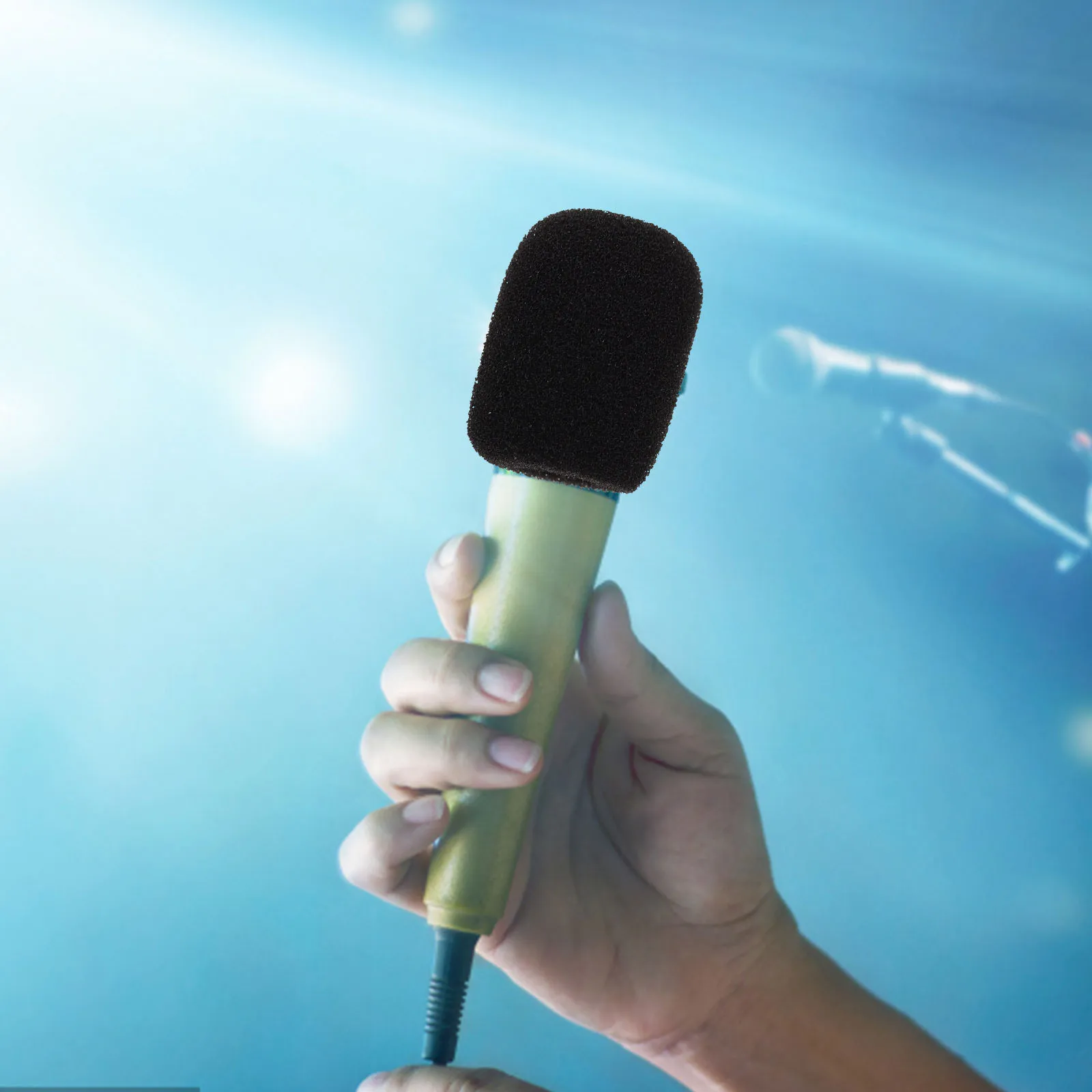 

10Pcs Microphone Covers Black Windproof Washable Handheld Mic Windscreens Sponge Mic Accessory for Stage Dj Microphone Covers