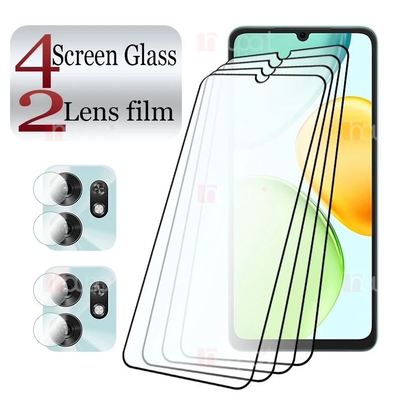 4 + 2 упаковки, закаленное стекло с полным клеем для Honor Play 60A, защитная пленка для экрана, 9H, прозрачная защита от царапин + пленка из мягкого волокна для камеры