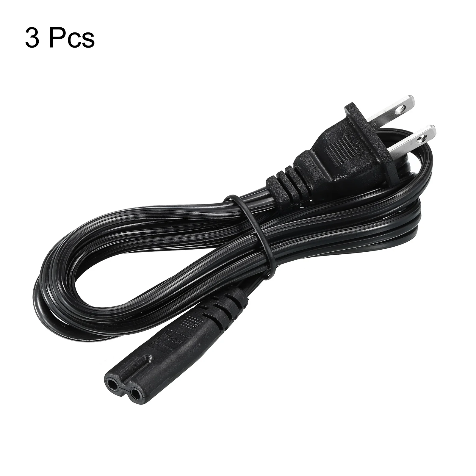 3Pcs 1-1.8m 2 Prong AC Power Cord 18 AWG 2Slot to C8 Female Cable US Plug AC Power Extension Cord For Computer Monitor Printer