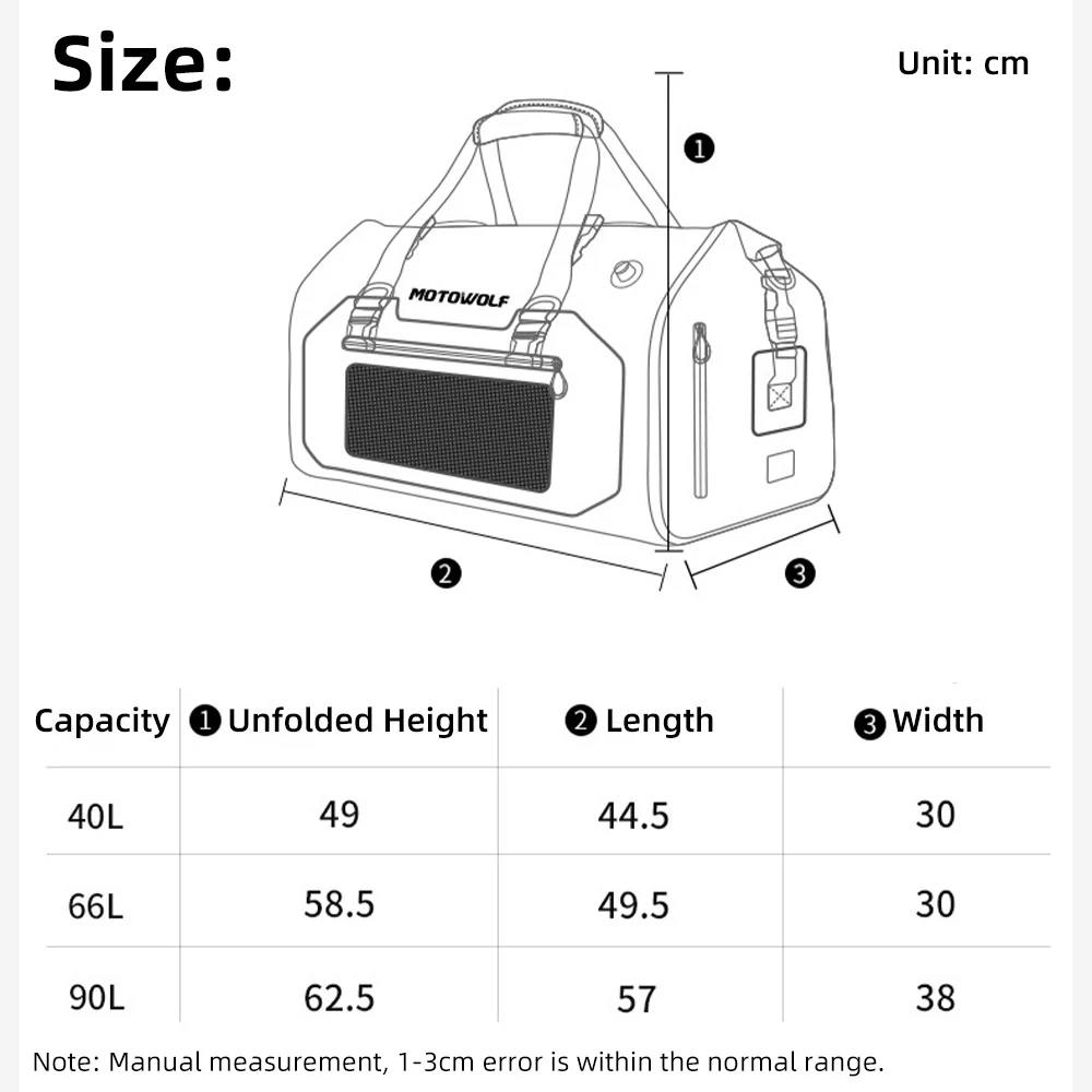 مقاوم للماء 40L 66L 90L دراجة نارية الذيل حقيبة العالمي عودة حقيبة المقعد سكوتر السفر الدراجات الرياضة الأمتعة حقيبة جافة لفة حزمة