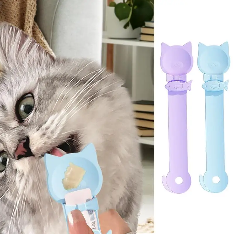 Pet Food Mixing Spoon Pet Cat Strip Squeeze Spoon Multifunctional Cat Treat Dispenser Spoon For Small Medium Large Cats