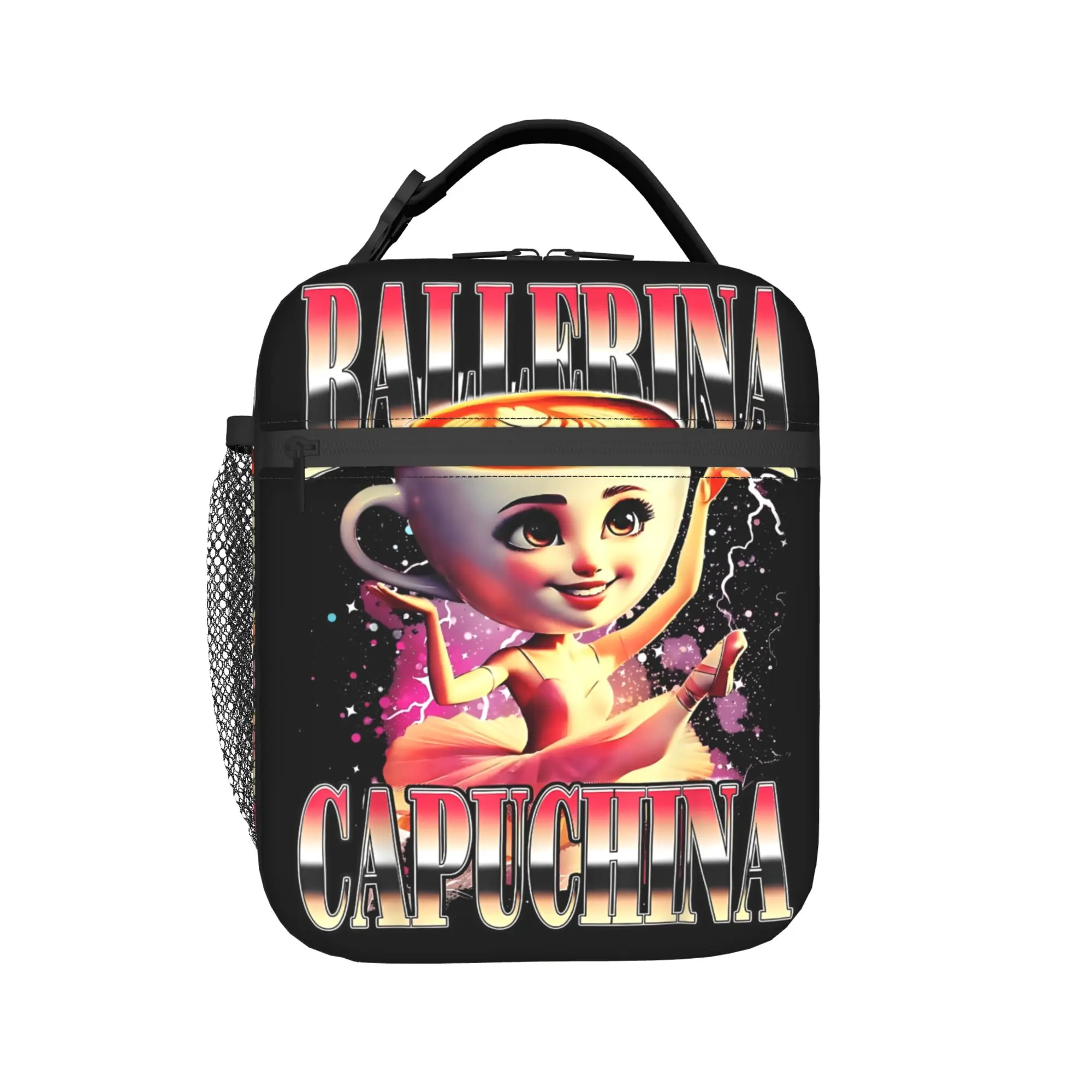 Funny Cappuccina Ballerina Cappuccino Dancer Coffee  Lunch Bag For Child  Graphic Lunch Box Portable Thermal Tote Handbags