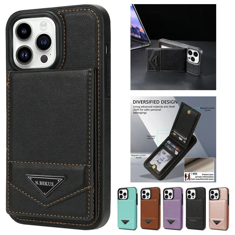 Чехол-бумажник с защитой от кражи для iPhone 15 Pro Max 14 Plus 13 Pro 12 Mini 11 X XS XR 8 7 6 6s Plus